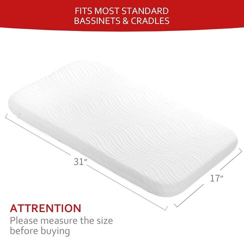 وسادة مرتبة لسرير الأطفال مع غطاء مقاوم للماء مقاس 17 بوصة × 31 بوصة، وسادة بديلة مستطيلة فائقة النعومة قابلة للتنفس مقاومة للماء، تناسب العديد من العلامات التجارية والأناقة لسرير الأطفال in Kuwait