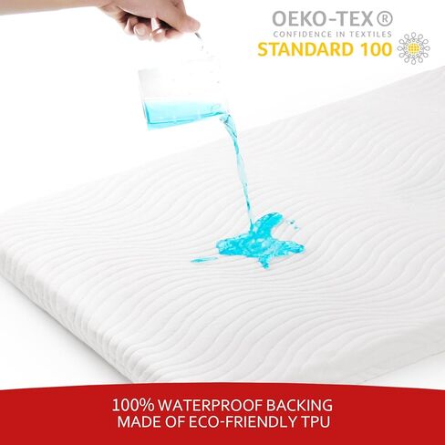 وسادة مرتبة لسرير الأطفال مع غطاء مقاوم للماء مقاس 17 بوصة × 31 بوصة، وسادة بديلة مستطيلة فائقة النعومة قابلة للتنفس مقاومة للماء، تناسب العديد من العلامات التجارية والأناقة لسرير الأطفال in Kuwait