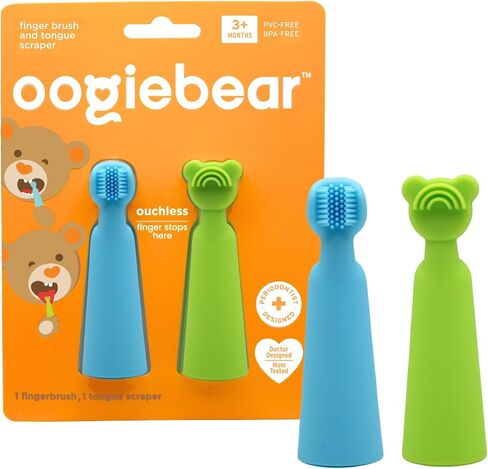 oogiebear Baby Finger Brush & Tongue Scraper - Gentle Oral Care, Soft Silicone, BPA-Free, for Infants & Toddlers in Saudi Arabia