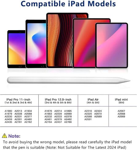 iPad Pencil 2nd Generation with Magnetic Fast Charging, Stylus Pen Work for iPad Pro 11 in 1/2/3/4, iPad Pro 12.9 in 3/4/5/6, iPad Air 4/5,iPad Mini 6 (Note: Not Suitable for The Latest 2024 iPad) in Saudi Arabia