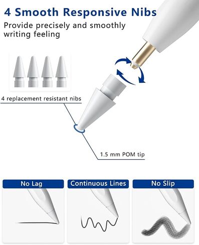 iPad Pencil 2nd Generation with Magnetic Fast Charging, Stylus Pen Work for iPad Pro 11 in 1/2/3/4, iPad Pro 12.9 in 3/4/5/6, iPad Air 4/5,iPad Mini 6 (Note: Not Suitable for The Latest 2024 iPad) in Saudi Arabia