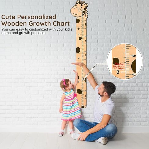 Beinou Growth Chart for Wall Wood Height Chart for Kids Height Measurement for Wall Boy Girls Height Wall Chart Growth Measuring Ruler Room Wall Decor,Giraffes in Saudi Arabia