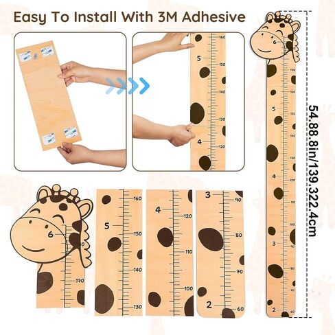 Beinou Growth Chart for Wall Wood Height Chart for Kids Height Measurement for Wall Boy Girls Height Wall Chart Growth Measuring Ruler Room Wall Decor,Giraffes in Saudi Arabia