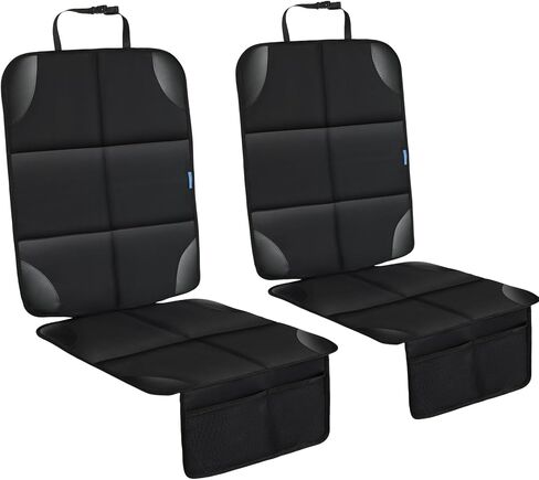 Car Seat Protector for Child, Baby, Pets - Thickest Padding, Waterproof Durable 600D Fabric Car Seat Cushion, Non-Slip Padded Backing Mesh Pockets for Kids (2 Seat Protector) in Kuwait