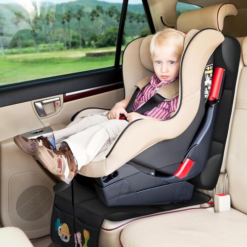 Car Seat Protector for Child, Baby, Pets - Thickest Padding, Waterproof Durable 600D Fabric Car Seat Cushion, Non-Slip Padded Backing Mesh Pockets for Kids (2 Seat Protector) in Kuwait