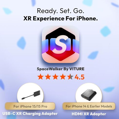 One Lite XR/AR Glasses & HDMI Adapter for iPhone, Multiscreen Workstation, 360˚ VR Video Enabled, 2.8 Hours Battery, Play & Charge at The Same Time, XR Experience with Game Consoles (Jet Black) in Kuwait