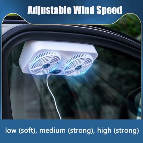 Dual Head Car Exhaust Fan, Car Cooling Fan Window Radiator with USB Wire for Car RV Truck Office (White) in Kuwait
