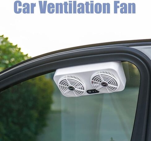 Dual Head Car Exhaust Fan, Car Cooling Fan Window Radiator with USB Wire for Car RV Truck Office (White) in Kuwait