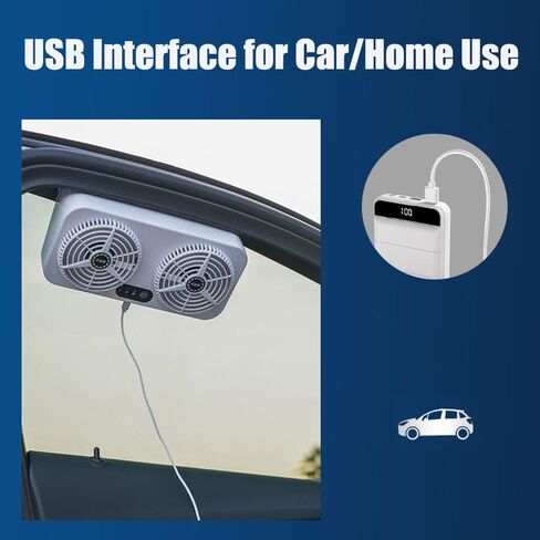 Dual Head Car Exhaust Fan, Car Cooling Fan Window Radiator with USB Wire for Car RV Truck Office (White) in Kuwait