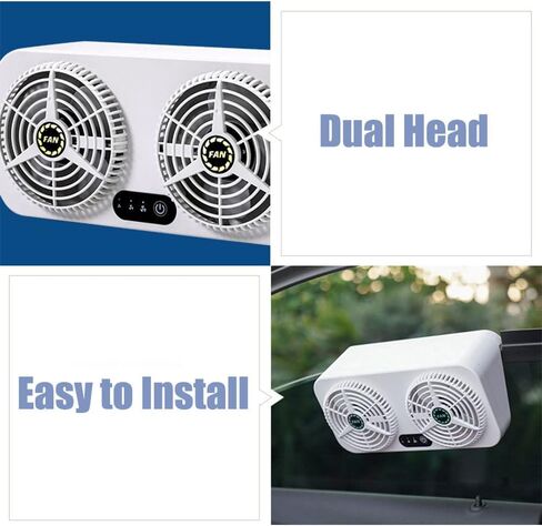 Dual Head Car Exhaust Fan, Car Cooling Fan Window Radiator with USB Wire for Car RV Truck Office (White) in Kuwait
