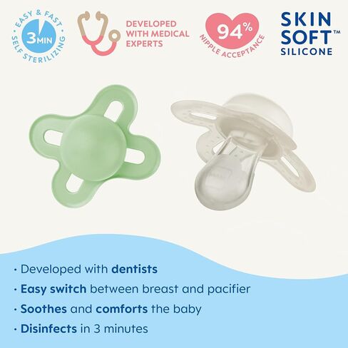 MAM Original Start Matte Newborn Baby Pacifier, Best Pacifier for Breastfed Babies, Sterilizer Case, Girl, 0-3 Months (Pack of 2) in Saudi Arabia