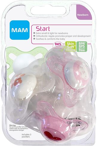 MAM Original Start Matte Newborn Baby Pacifier, Best Pacifier for Breastfed Babies, Sterilizer Case, Girl, 0-3 Months (Pack of 2) in Saudi Arabia