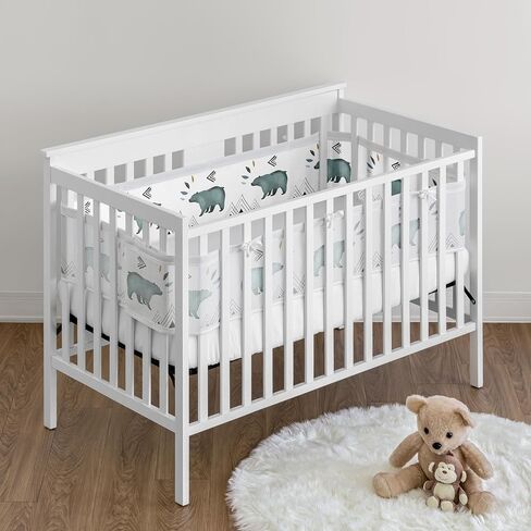 Sweet Jojo Designs + BreathableBaby Bear Mountain Boy Breathable Mesh Crib Liner Baby and Infant - Slate Blue Black and White Woodland Forest Mountains Arrows in Saudi Arabia