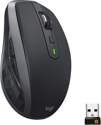 Logitech MX Anywhere 2S Wireless Mouse Use On Any Surface, Hyper-Fast Scrolling, Rechargeable, Control Up to 3 Apple Mac and Windows Computers and Laptops (Bluetooth or USB), Graphite in Saudi Arabia