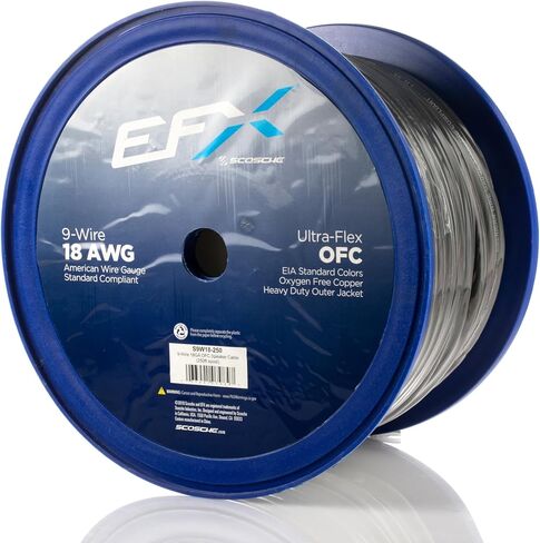 Scosche EFX S9W18-250 9-Wire 18-Gauge OFC Speaker Cable - 250ft, Multi-Conductor Speed Wire for Car Audio Systems - 18 AWG Oxygen-Free Copper in Saudi Arabia