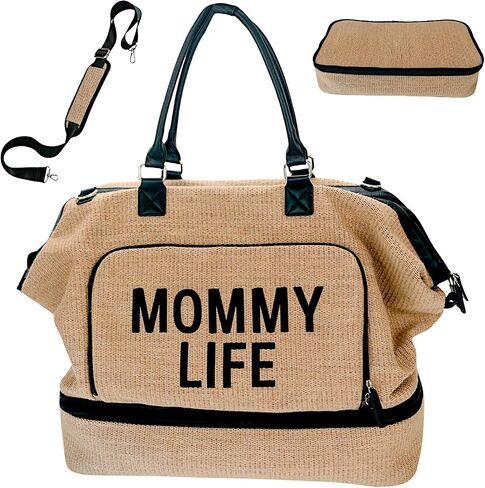 حقيبة حفاضات فاخرة من Mommy Life مع حجرة أحذية قابلة للإزالة - حقيبة حمل ماما - حقيبة مستشفى الأم - حقيبة حفاضات كبيرة الحجم لطفلين - حقيبة حفاضات بيج - حقيبة مستشفى واسعة للأمهات - حقيبة حمل حفاضات in Saudi Arabia