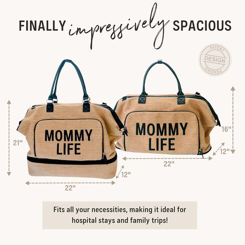 حقيبة حفاضات فاخرة من Mommy Life مع حجرة أحذية قابلة للإزالة - حقيبة حمل ماما - حقيبة مستشفى الأم - حقيبة حفاضات كبيرة الحجم لطفلين - حقيبة حفاضات بيج - حقيبة مستشفى واسعة للأمهات - حقيبة حمل حفاضات in Saudi Arabia