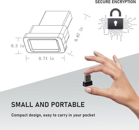 قارئ بصمات الأصابع USB صغير، وماسح بصمات الأصابع يدعم نظام التشغيل Windows 10&11 مع خاصية اللمس البيومترية بزاوية 360 درجة، أحدث ميزات Windows Hello لتسجيل الدخول بدون كلمة مرور وتشفير الملفات in Kuwait
