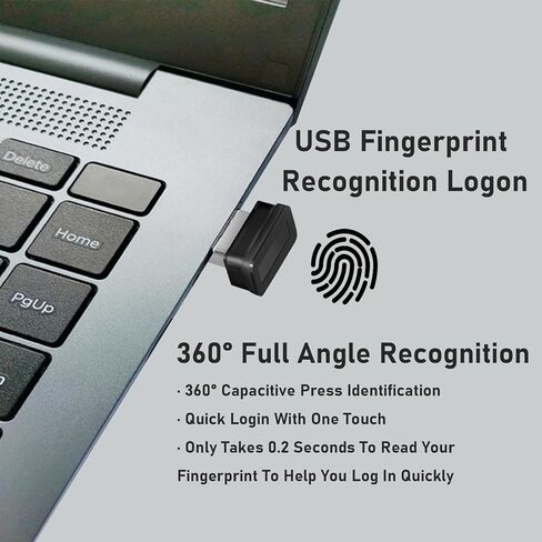 قارئ بصمات الأصابع USB صغير، وماسح بصمات الأصابع يدعم نظام التشغيل Windows 10&11 مع خاصية اللمس البيومترية بزاوية 360 درجة، أحدث ميزات Windows Hello لتسجيل الدخول بدون كلمة مرور وتشفير الملفات in Kuwait