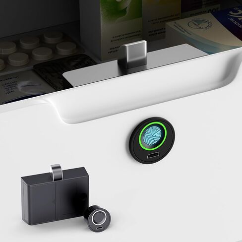 Handle-Style Fingerprint Cabinet Lock, Smart Biometric Cabinet Lock, Keyless DIY Hidden Drawer Lock for Files, Storage Cabinet, Wardrobe, Wooden Furniture, Waterproof in Saudi Arabia