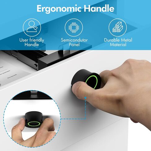 Handle-Style Fingerprint Cabinet Lock, Smart Biometric Cabinet Lock, Keyless DIY Hidden Drawer Lock for Files, Storage Cabinet, Wardrobe, Wooden Furniture, Waterproof in Saudi Arabia