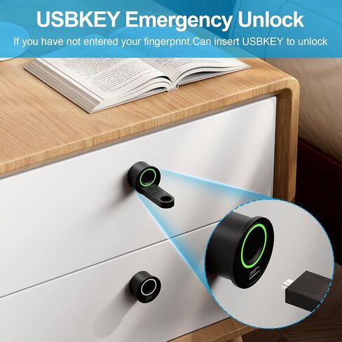 Handle-Style Fingerprint Cabinet Lock, Smart Biometric Cabinet Lock, Keyless DIY Hidden Drawer Lock for Files, Storage Cabinet, Wardrobe, Wooden Furniture, Waterproof in Saudi Arabia
