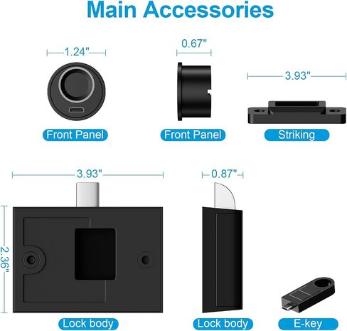 Handle-Style Fingerprint Cabinet Lock, Smart Biometric Cabinet Lock, Keyless DIY Hidden Drawer Lock for Files, Storage Cabinet, Wardrobe, Wooden Furniture, Waterproof in Saudi Arabia