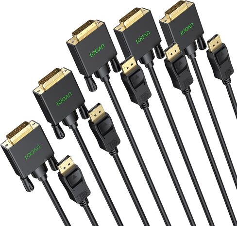 كابل DisplayPort إلى DVI بطول 6.6 قدم، ومنفذ العرض (DP) إلى DVI-D ذكر إلى محول كابل ذكر متوافق مع أجهزة الكمبيوتر الشخصية والكمبيوتر المحمول وHDTV وجهاز العرض والشاشة والمزيد - مطلي بالذهب in Kuwait