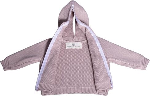 Hooded Cotton Baby Sweater with Back Zipper Knitted Soft Easy On in Saudi Arabia