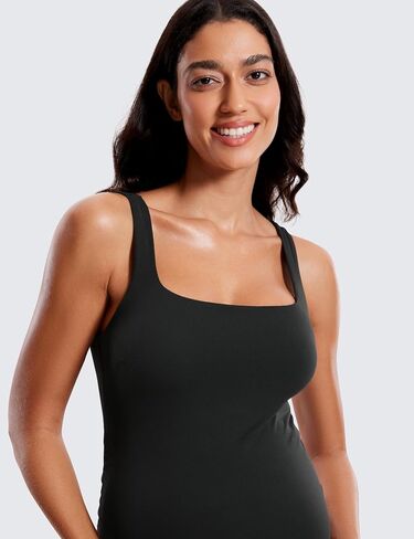CRZ اليوغا المرأة Butterluxe بلا أكمام تانك فستان حمل انقسام Ruched الحمل ساحة الرقبة Bodycon فستان غير رسمي استحمام الطفل in Saudi Arabia