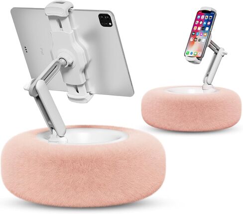 Viozon Tablet Stand Pillow, Compatible with 4.7"-13" Phone/Tablet, iPad, iPhone, Samsung, Google, Kindle, 360°Adjustable Phone Holder for Bed with Soft Plush Fabric, and Detachable Bowl, Pink in Kuwait