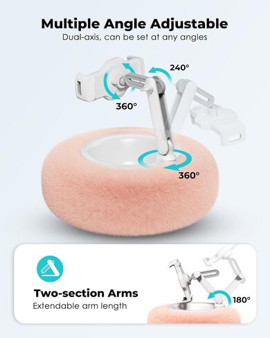 Viozon Tablet Stand Pillow, Compatible with 4.7"-13" Phone/Tablet, iPad, iPhone, Samsung, Google, Kindle, 360°Adjustable Phone Holder for Bed with Soft Plush Fabric, and Detachable Bowl, Pink in Kuwait