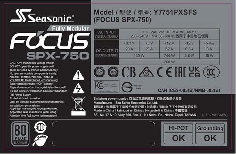 Seasonic Focus SGX-750 | 750W | 80+ Gold | Full-Modular | SFX Form Factor| Low Noise | Premium Japanese Capacitor | 10 Year Warranty | Nvidia RTX 30/40 Super & AMD GPU Compatible (Ref. SSR-750SGX) in Saudi Arabia