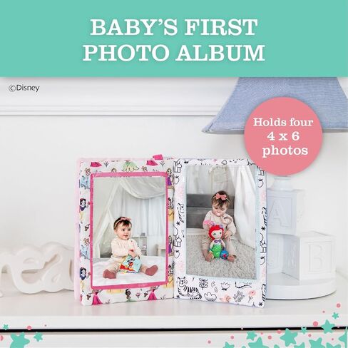 Disney Princess Photo Album with Soft Pages and Crinkle Sounds for Babies and Toddlers – Holds 4x6 Photos and On The Go Strap for Stroller, Car Seat or Crib for Baby in Saudi Arabia