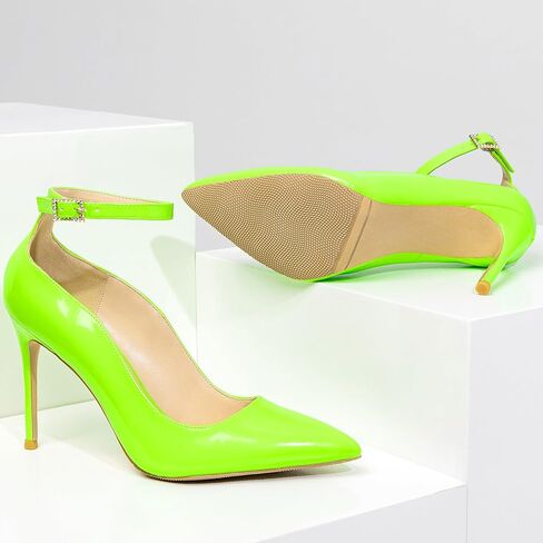 Women's Closed Toe Pointed Toe High Heels Pumps 4IN Stiletto Heels for Women Ankle Strap Dress Wedding Shoes in Kuwait