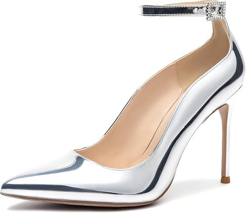 Women's Closed Toe Pointed Toe High Heels Pumps 4IN Stiletto Heels for Women Ankle Strap Dress Wedding Shoes in Kuwait