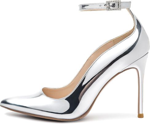 Women's Closed Toe Pointed Toe High Heels Pumps 4IN Stiletto Heels for Women Ankle Strap Dress Wedding Shoes in Kuwait