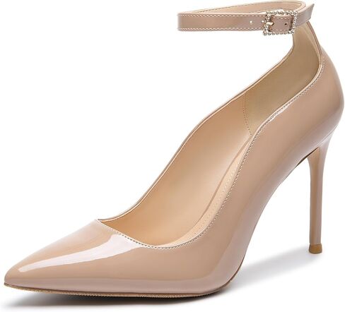 Women's Closed Toe Pointed Toe High Heels Pumps 4IN Stiletto Heels for Women Ankle Strap Dress Wedding Shoes in Kuwait