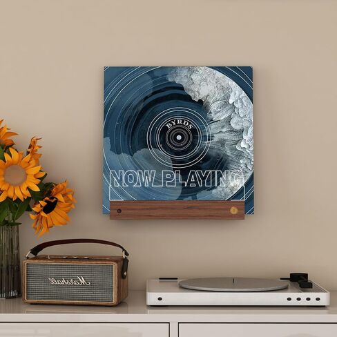 YuanDian Light up Now Playing Vinyl Record Stand Wall Mount, Now Spinning Record Player Stand, Wooden Acrylic Holder for Vinyl Album Display and Storage with 16 Changing Color Lights in Kuwait