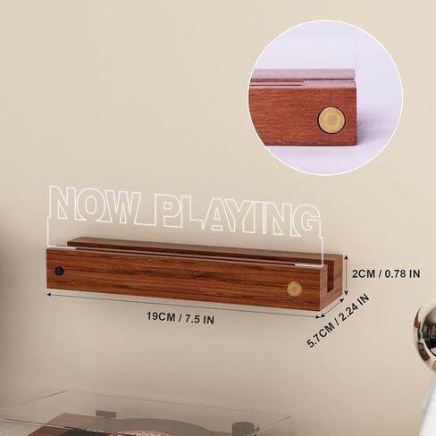 YuanDian Light up Now Playing Vinyl Record Stand Wall Mount, Now Spinning Record Player Stand, Wooden Acrylic Holder for Vinyl Album Display and Storage with 16 Changing Color Lights in Kuwait