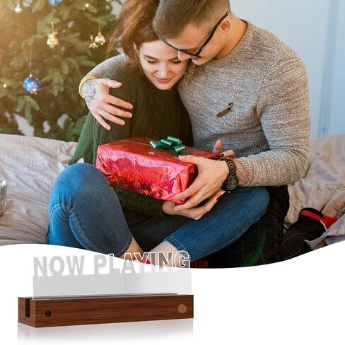 YuanDian Light up Now Playing Vinyl Record Stand Wall Mount, Now Spinning Record Player Stand, Wooden Acrylic Holder for Vinyl Album Display and Storage with 16 Changing Color Lights in Kuwait