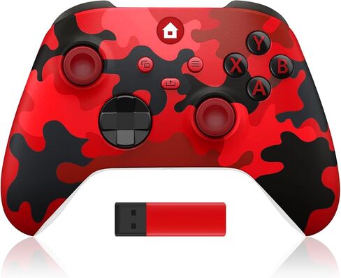 وحدة تحكم Xbox one من ADHJIE، وحدة تحكم لاسلكية 2.4 جيجا هرتز لجهاز Xbox one مع مقبس سماعة رأس صوت 3.5 ملم، وحدة تحكم Xbox لاسلكية لأجهزة Xbox One X/S Xbox One Series X/S/PC، أحمر مموه in Kuwait