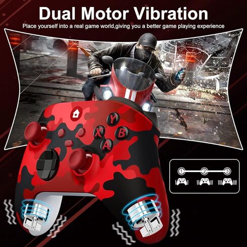 وحدة تحكم Xbox one من ADHJIE، وحدة تحكم لاسلكية 2.4 جيجا هرتز لجهاز Xbox one مع مقبس سماعة رأس صوت 3.5 ملم، وحدة تحكم Xbox لاسلكية لأجهزة Xbox One X/S Xbox One Series X/S/PC، أحمر مموه in Kuwait