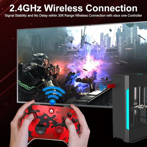 وحدة تحكم Xbox one من ADHJIE، وحدة تحكم لاسلكية 2.4 جيجا هرتز لجهاز Xbox one مع مقبس سماعة رأس صوت 3.5 ملم، وحدة تحكم Xbox لاسلكية لأجهزة Xbox One X/S Xbox One Series X/S/PC، أحمر مموه in Kuwait