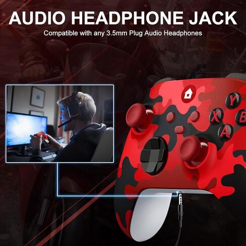 وحدة تحكم Xbox one من ADHJIE، وحدة تحكم لاسلكية 2.4 جيجا هرتز لجهاز Xbox one مع مقبس سماعة رأس صوت 3.5 ملم، وحدة تحكم Xbox لاسلكية لأجهزة Xbox One X/S Xbox One Series X/S/PC، أحمر مموه in Kuwait