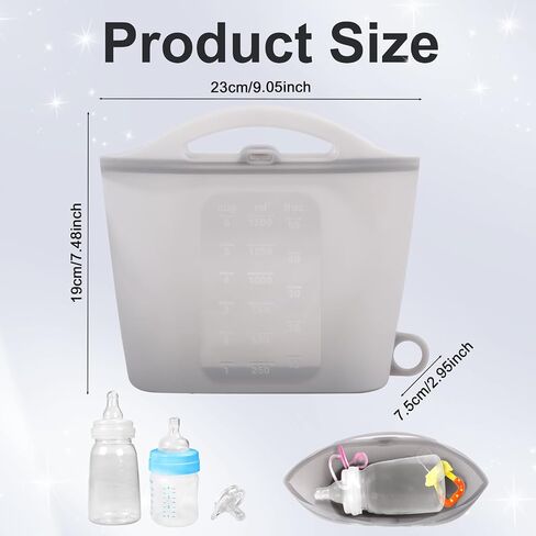 1.5L Breast Pump Sterilizer Bags, Reusable Sterilizer Bags for Baby Bottles Silicone Microwave Sterilizer Bag Mom Must-Have Accessories for Pacifiers Breast Pump for Home On-The-Go (Grey) in Saudi Arabia