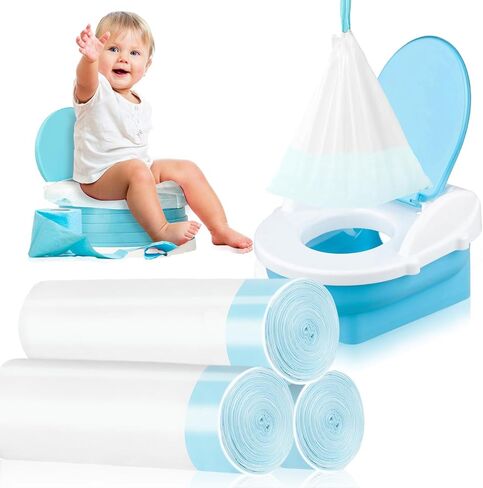 100 Pack Potty Chair Liners Disposable,Drawstring Training Toilet Seat Liner Bags Cleaning Bag for Kids Toddlers Outdoors Travel in Saudi Arabia