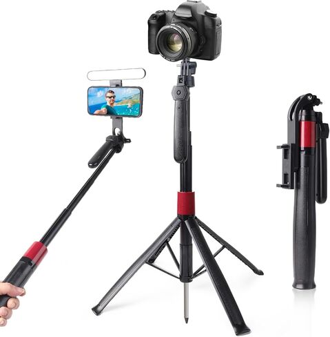 70" Selfie Stick with a Detachable Wireless Remote Control, a Portable Selfie Stick with Ground Studs Suitable for Various terrains, with supplementary Light for iPhone 15 14 13 12 & All Phones in Saudi Arabia