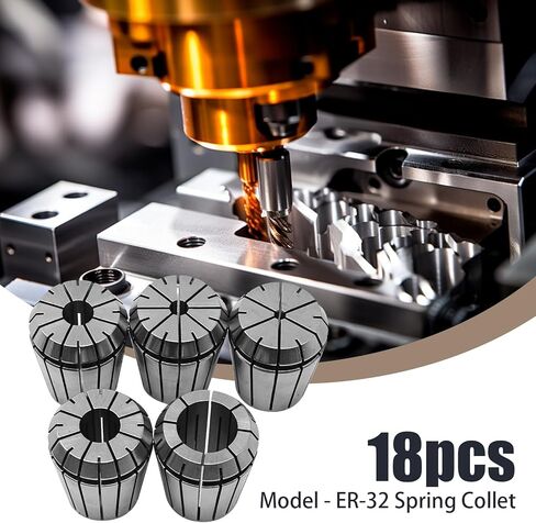 ER32 Spring Collet Set 18 PCs w/an Aluminum Box, 3/32''-3/4" ER32 Shank Chuck Tool for Boring/Drilling/Tapping, Engraving Machine & Milling Lathe Tools in Saudi Arabia