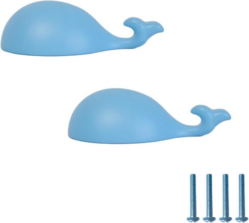 2pack, whale shape dresser handles for kids, zinc finger pulls for nusery room (Blue) in Saudi Arabia